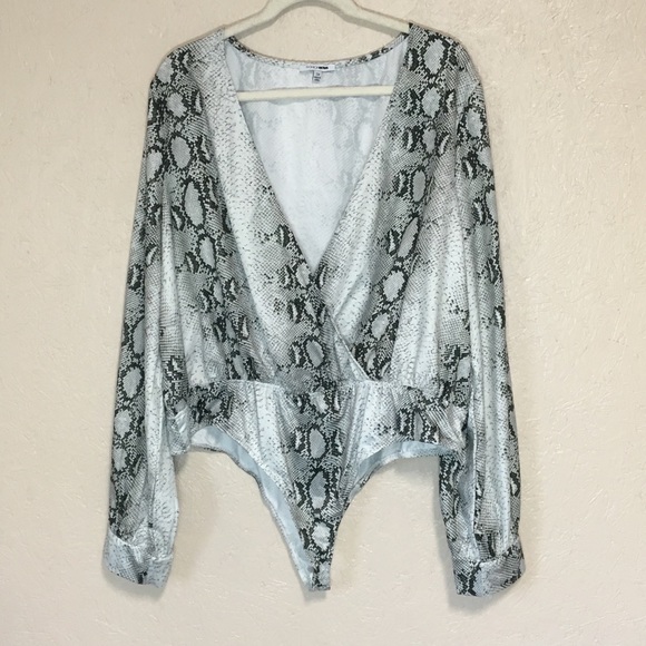 Fashion Nova Tops - Fashion Nova Snakeskin Wrap Style Bodysuit